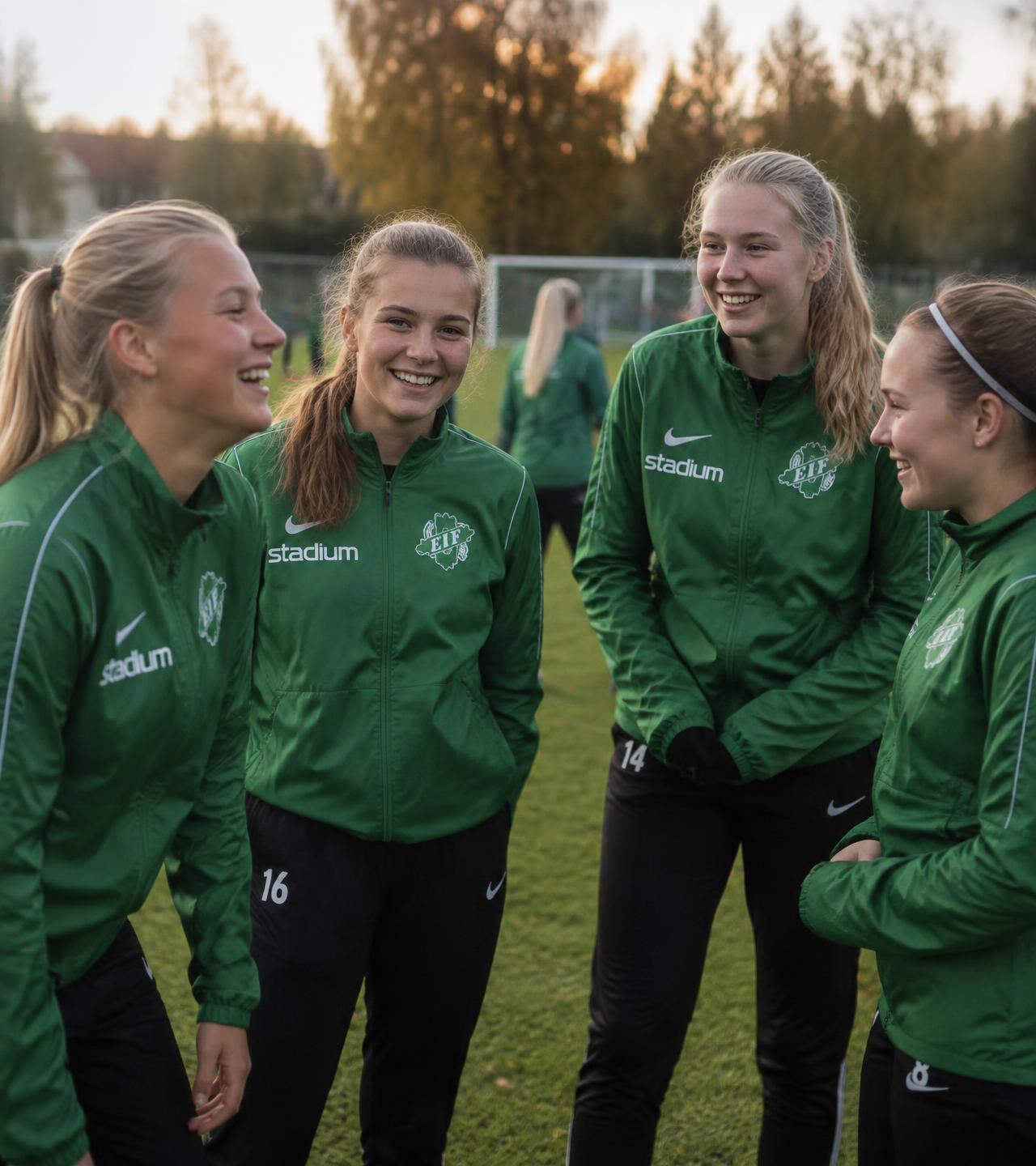 En grupp ungdomar tillsammans på en fotbollsplan